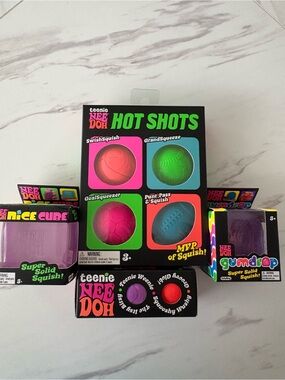 Needoh Bundle 4 Lot Nice Cube Hot Shots Gum Drop Teenie Groovy Glob